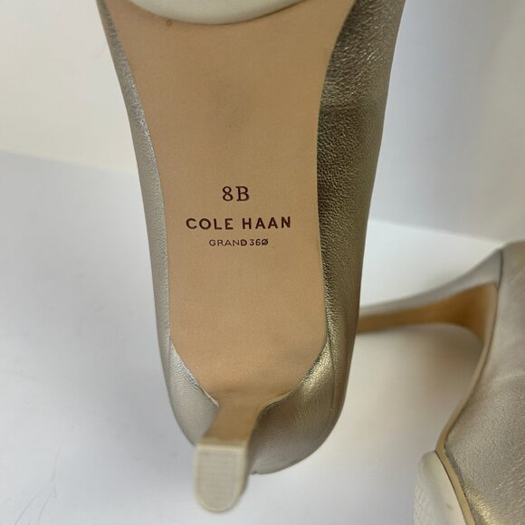 Cole Haan Shoes Gold Grand 360 Ambition Pumps Pointed Toe Stiletto - Picture 11 of 13